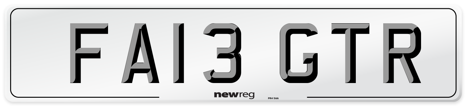 FA13 GTR Number Plate from New Reg